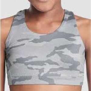 Athleta Girl Speed Racer Sports Bra - Light Grey Camo - Size XL/14